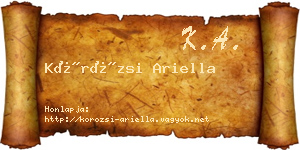 Körözsi Ariella névjegykártya